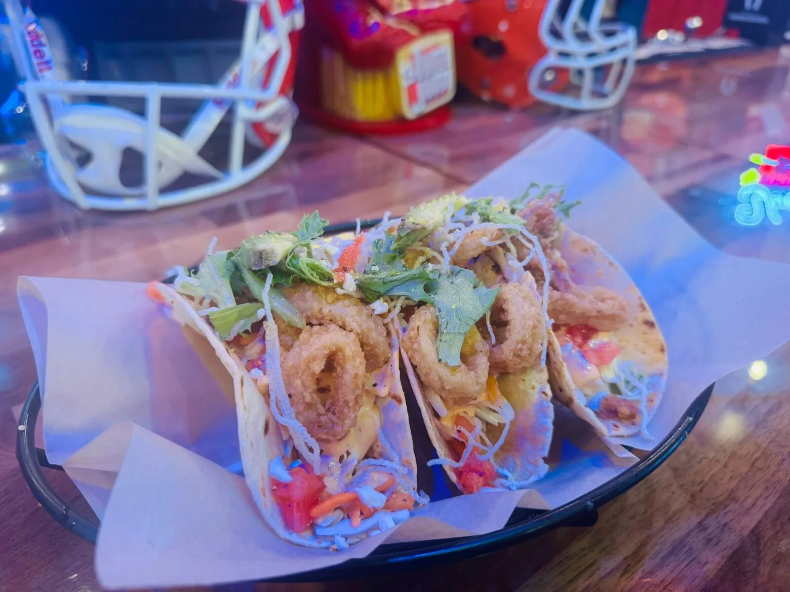 Calamari tacos at the bar